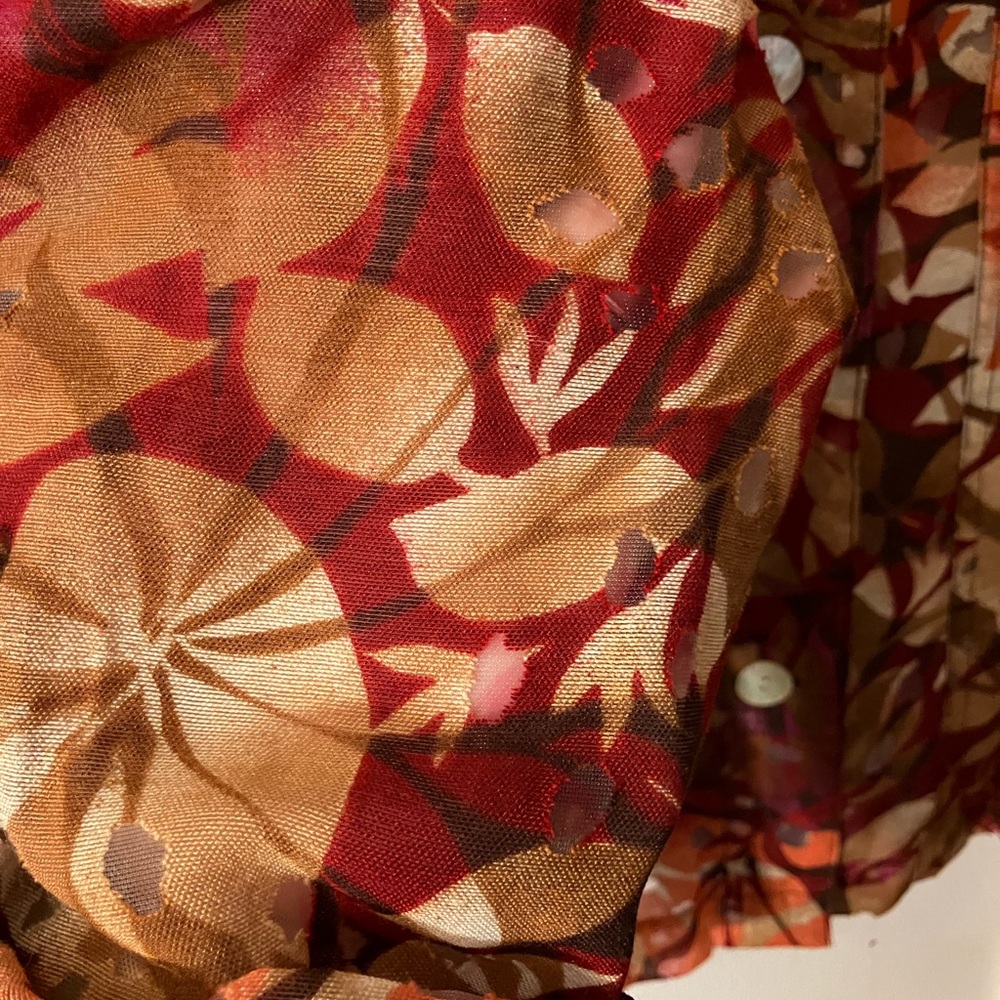 Ruby Rd. Multicolor Leaf-Print Burnout Jacket - image 4